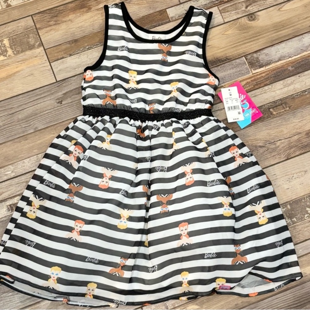 Girls' Barbie Character Dress - White/Black XS
